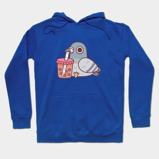 Cute Pigeon Drinking Bubble Tea Hoodie